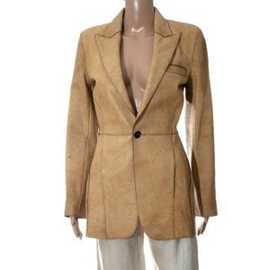 Jean Paul Gaultier Distressed Leather Blazer Jacket US sz 6